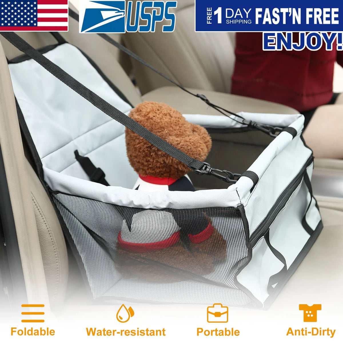 Foldable Dog Booster Car Seat