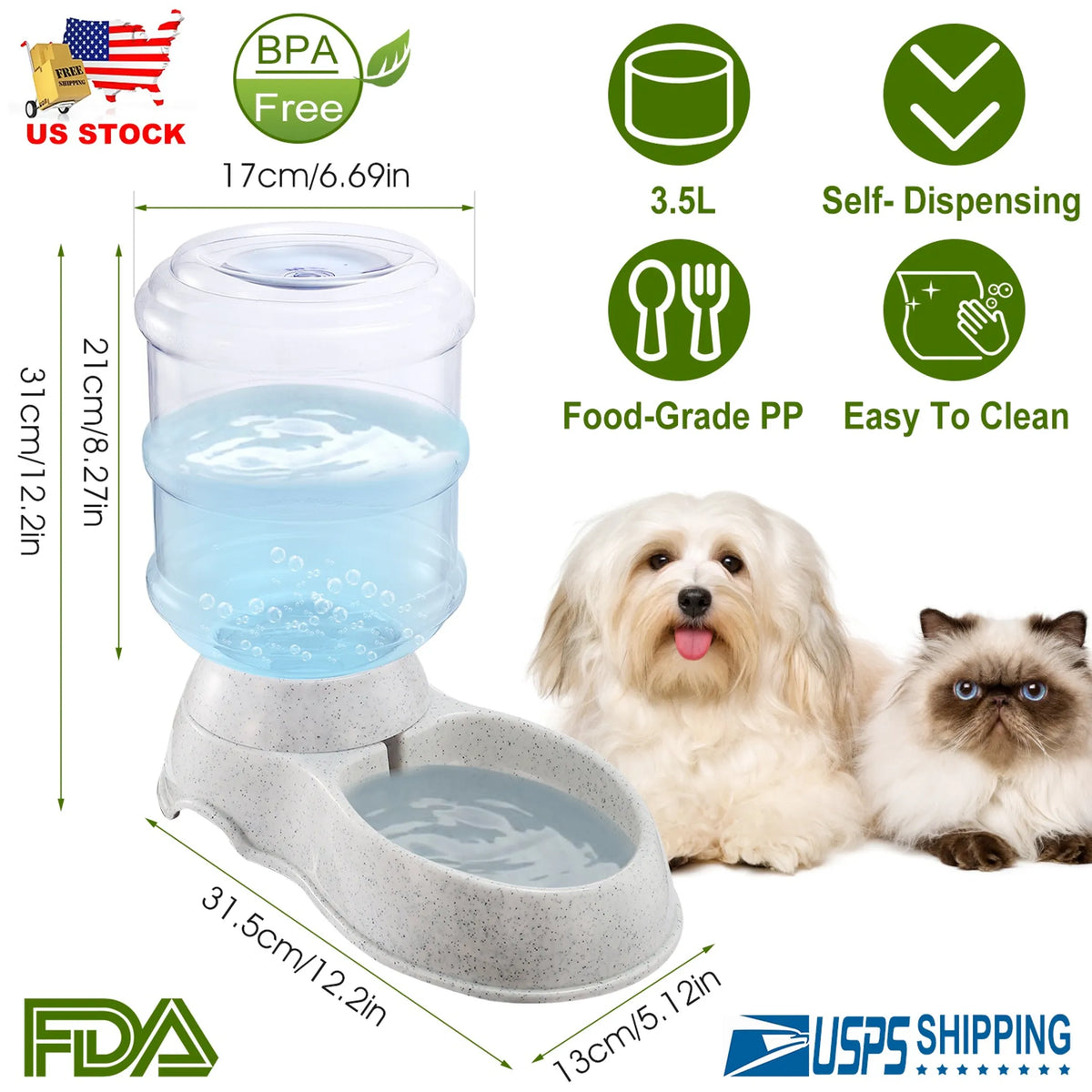 Gravity Pet Water Dispenser 3.5L