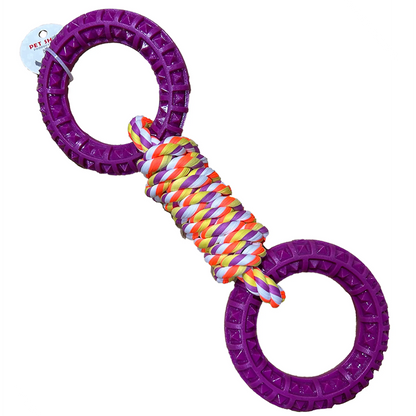 Dog Braided Rope Tug Toy with TPR Rings