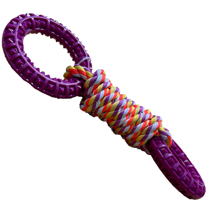 Dog Braided Rope Tug Toy with TPR Rings