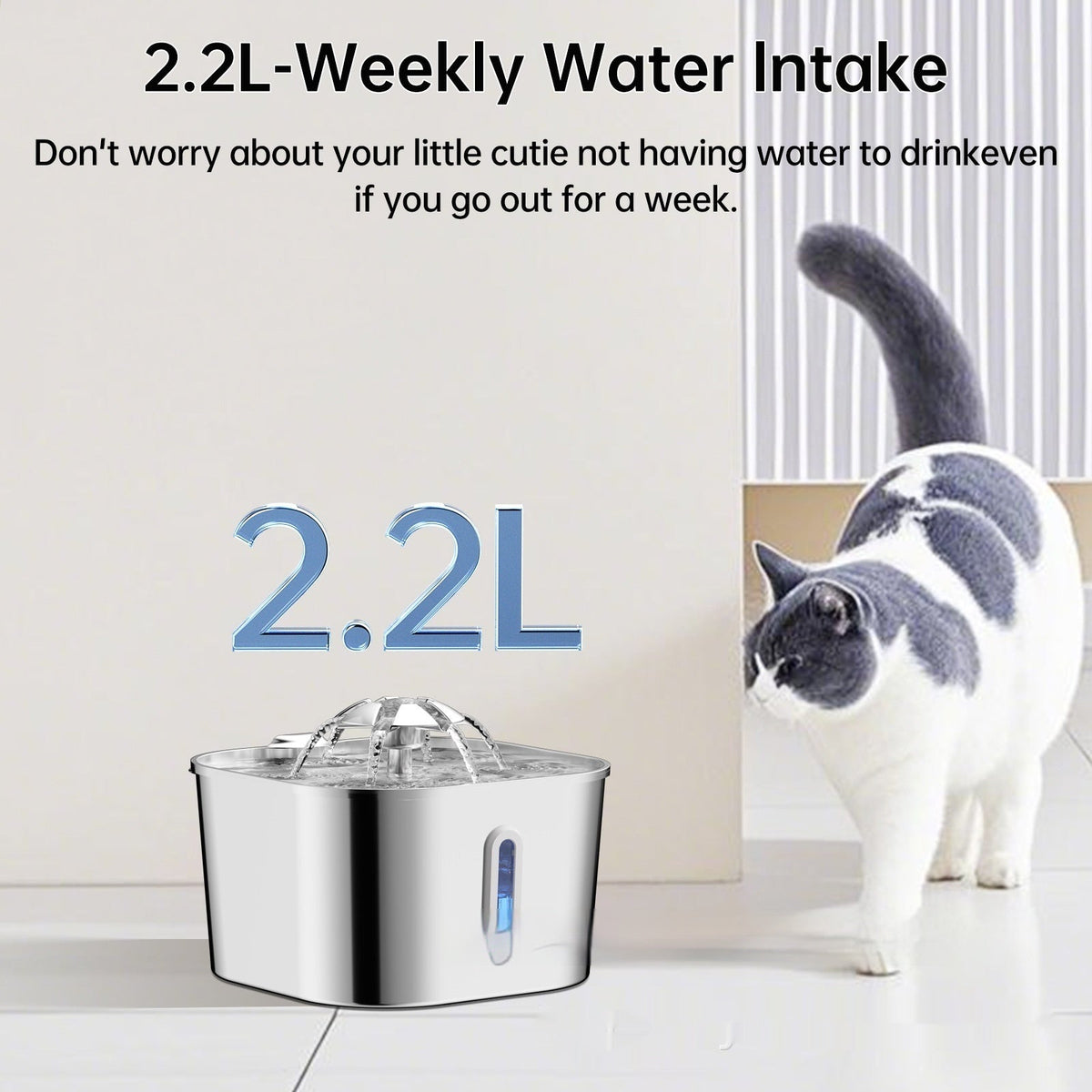 2.2L Stainless Steel Flower Pet Water Fountain