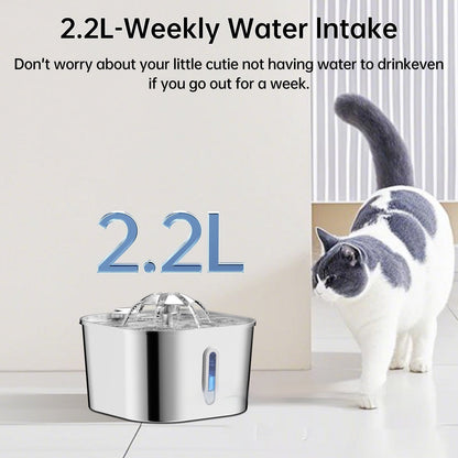 2.2L Stainless Steel Flower Pet Water Fountain