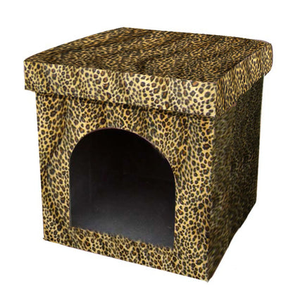 Cheetah Print Folding Doghouse Pet Bed
