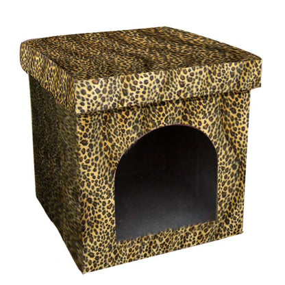 Cheetah Print Folding Doghouse Pet Bed