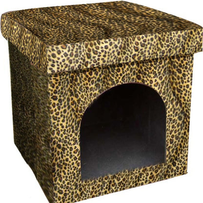 Cheetah Print Folding Doghouse Pet Bed