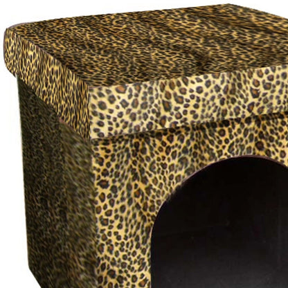 Cheetah Print Folding Doghouse Pet Bed