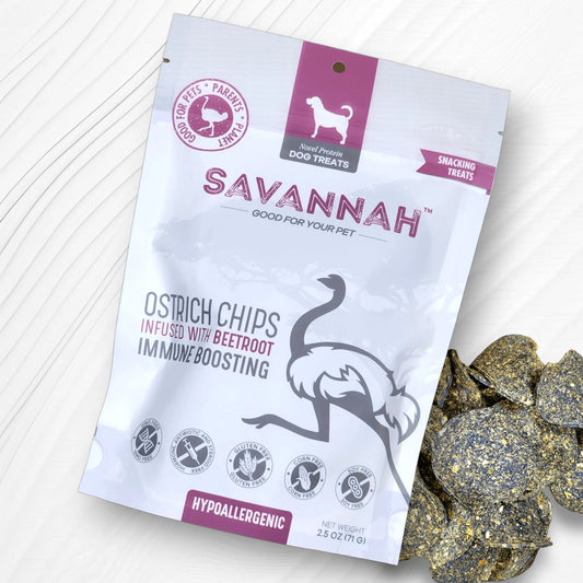 Ostrich Chips with Beetroot Dog Treats 8-Pack