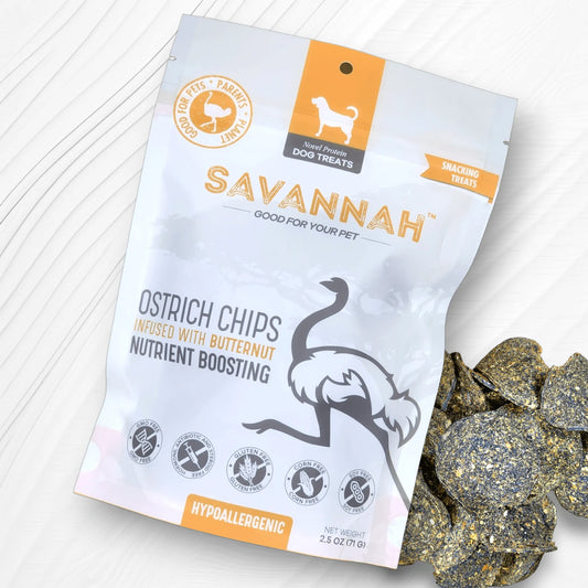 Ostrich Chips with Butternut Dog Treats 8-Pack