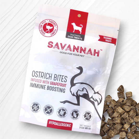 Ostrich Bites with Grapefruit Dog Treats 8-Pack
