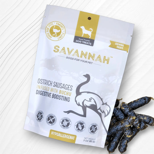 Ostrich Sausages with Buchu Dog Treats 8-Pack