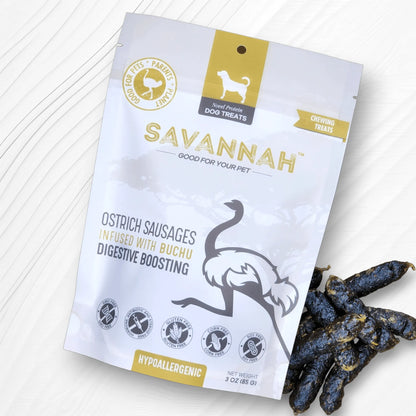 Ostrich Sausages with Buchu Dog Treats 8-Pack