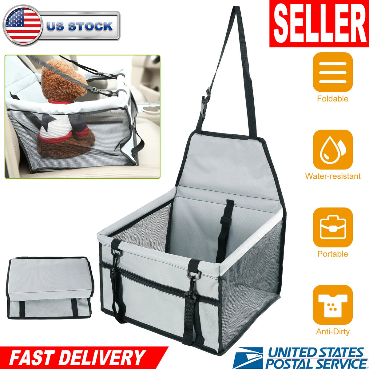 Foldable Dog Booster Car Seat