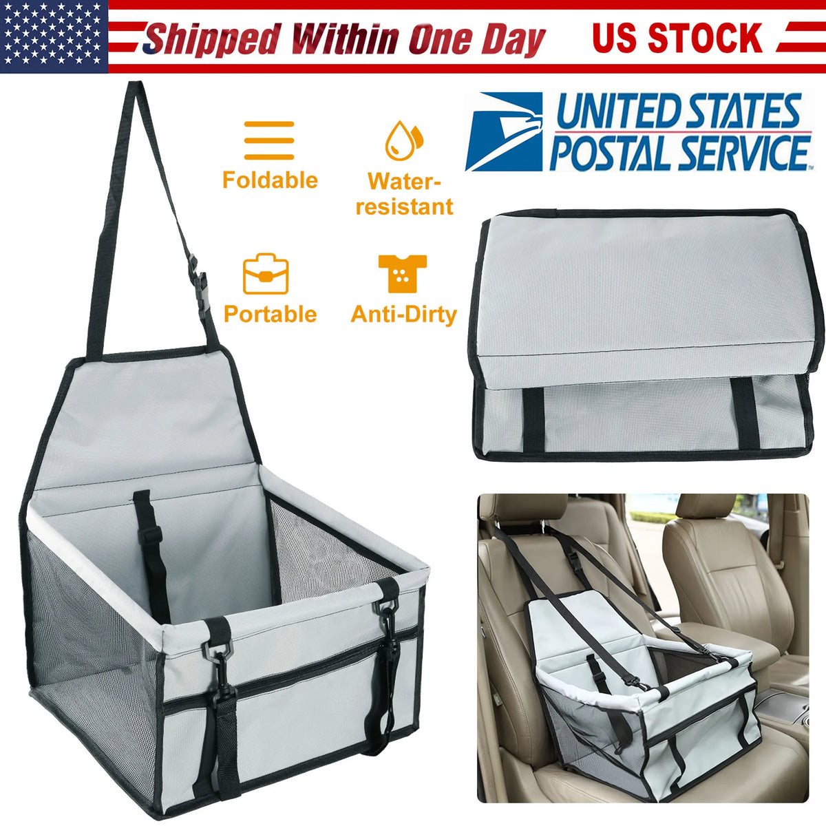 Foldable Dog Booster Car Seat