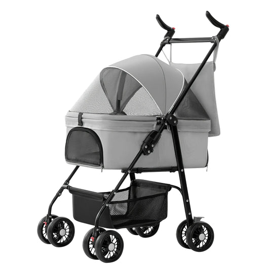 4 Wheel Pet Stroller with Detachable Carrier