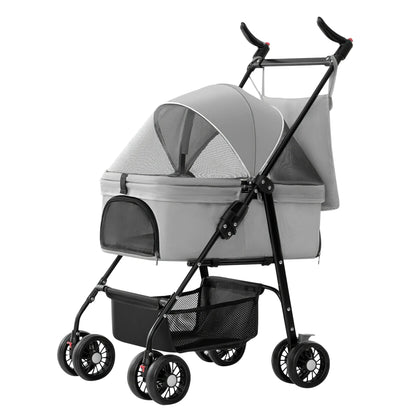 4 Wheel Pet Stroller with Detachable Carrier