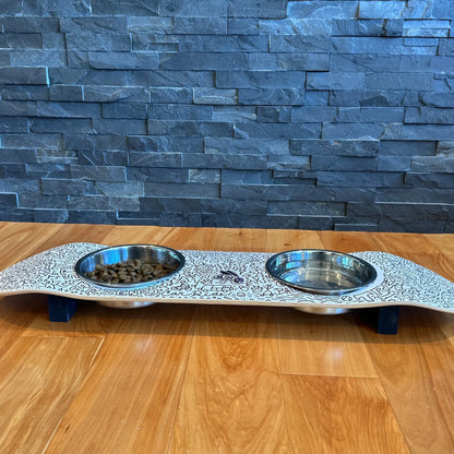 Doodles Skateboard Cat Feeding Stand with 2 Bowls