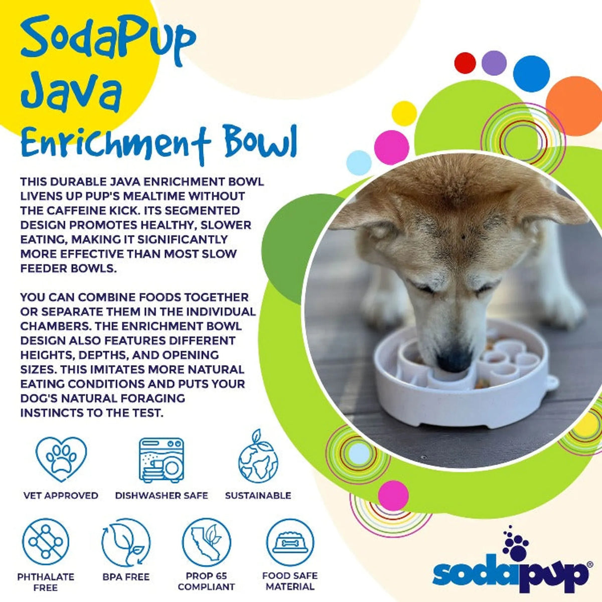 SodaPup Java Slow Feeder Dog Bowl