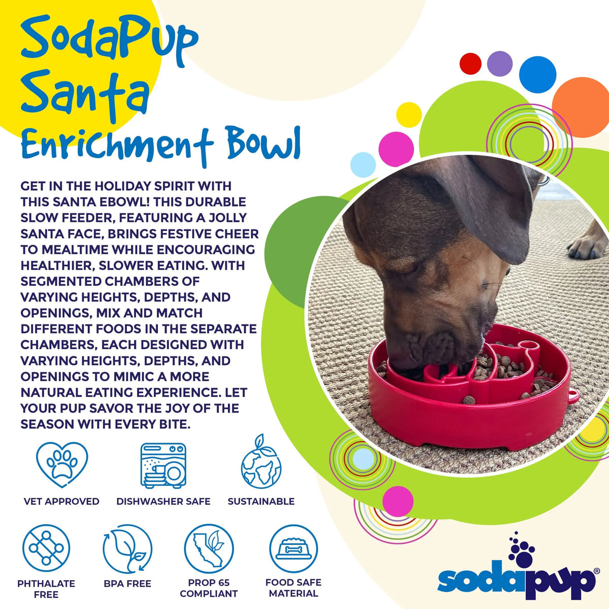 SodaPup Santa Christmas Slow Feeder Dog Bowl