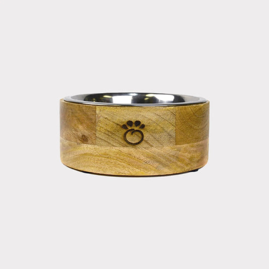 GF Pet Mango Wood Bowl with Stainless Steel Insert