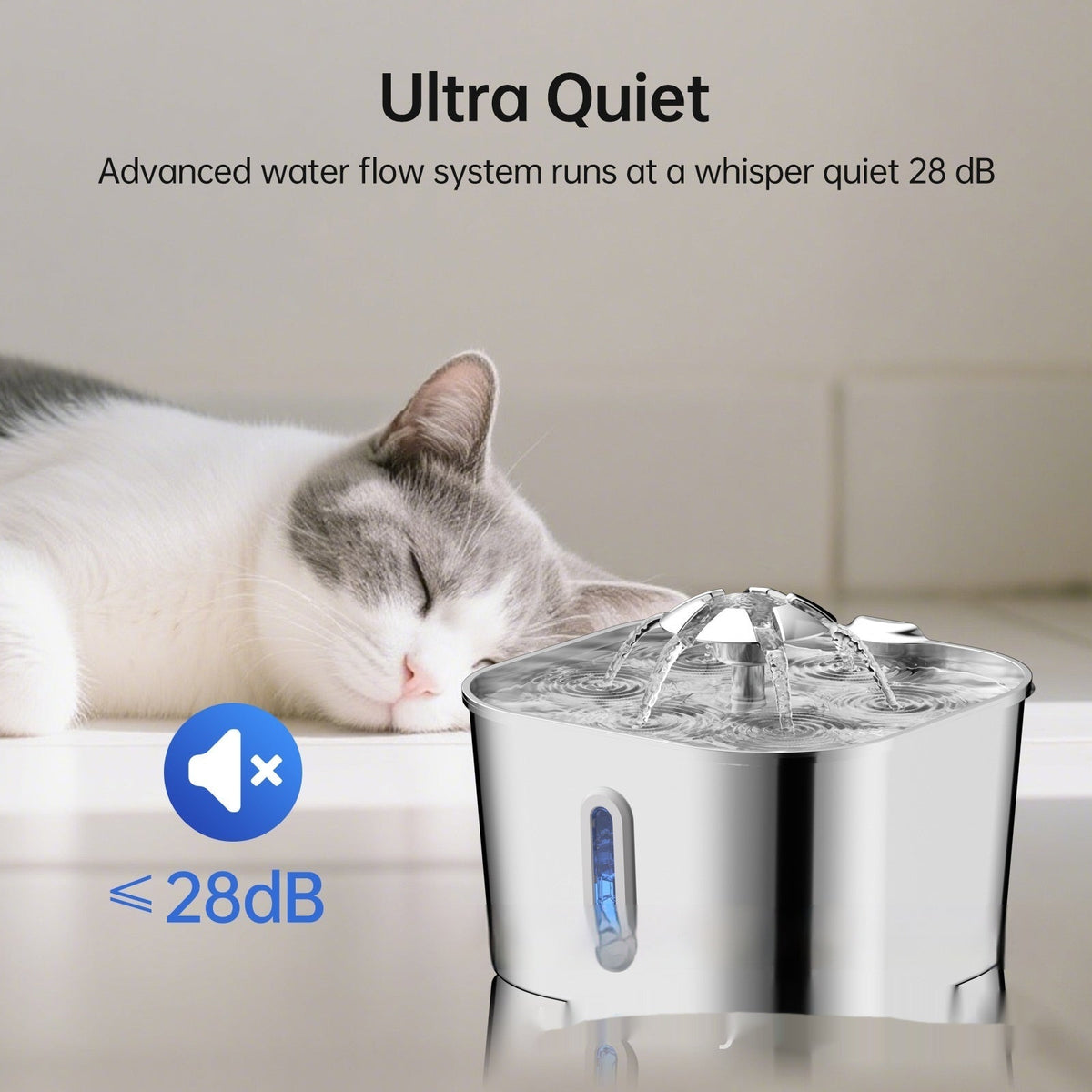 2.2L Stainless Steel Flower Pet Water Fountain