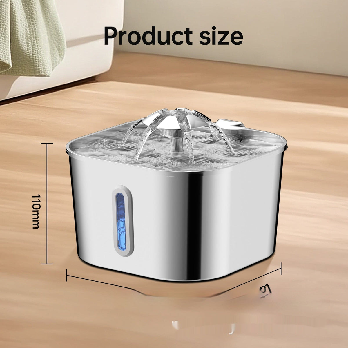 2.2L Stainless Steel Flower Pet Water Fountain