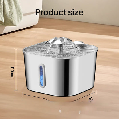 2.2L Stainless Steel Flower Pet Water Fountain
