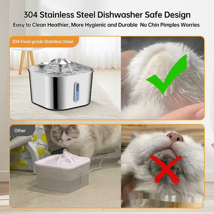 2.2L Stainless Steel Flower Pet Water Fountain